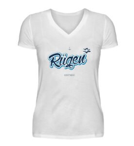 Rügen Ostsee-Möwen  - V-Neck Damenshirt