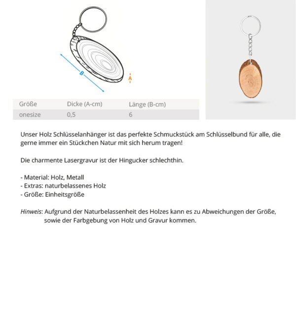 Rügen Good Vibes  - Holz Schlüsselanhänger Oval mit Lasergravur