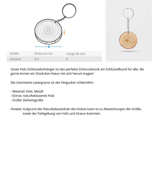 Moin! Rügen  - Holz Schlüsselanhänger Rund mit Lasergravur