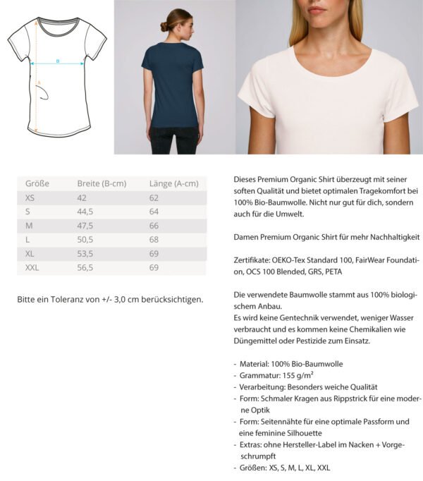 Rügen Lüttn Anker (Stick)  - Damen Premium Organic Shirt mit Stick