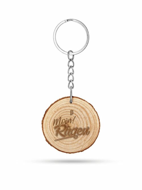 Moin! Rügen - Holz Schlüsselanhänger Rund mit Lasergravur-7119